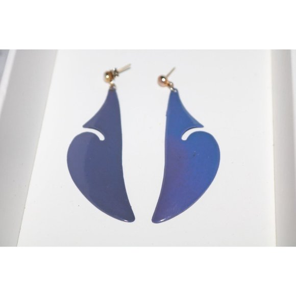 Blue Art Nuevo Geometric Shape Post Earrings - Picture 1 of 3